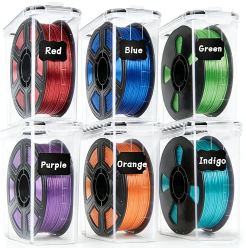 6 Pack Filament Storage Box, Filaments Dryer Box with Label Portable | Filament Storage, Filaments Container with Airtight Lid for 3D Printing Filaments Sealing and Protection, 4.0L Waterproof