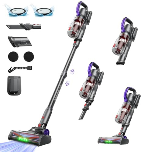 A03 Stick Cordless Vacuum Cleaner, 45Kpa/60Mins/450W Vacuum Cleaner for Home, Anti-Tangle Vacuum Cleaners with Detachable Battery & Self-Standing, Lightweight Vacuum for Floor Carpet Pet Hair