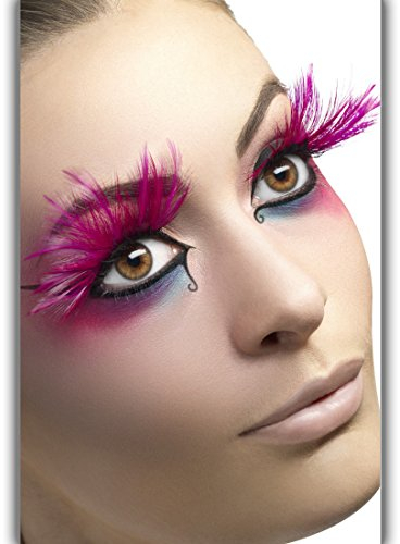 NET TOYS Longs Cils de Plumes - Rose | Cils artificiels avec des Plumes | Faux Cils Carnaval | Maquillage avec Plumes