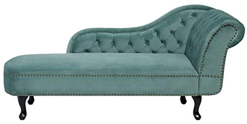 Beliani Retro Chaiselongue Samtstoff rechtsseitig mintgrün Nimes