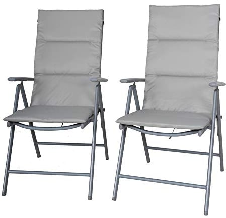 Chicreat Campingklappstühle mit Polsterung, Silber/Grau (2er-Pack)
