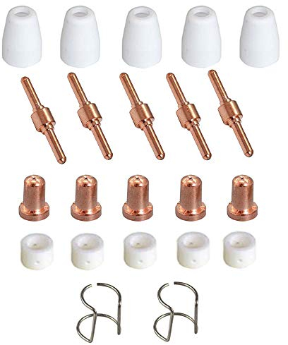 Eagles Plasmaschneider Schneidbrenner Zubehör Set mit Erweiterte Tips Düse elektroden und Schutzhülle Keramik Tasse Gas Ring für PT-31 CUT-40D LGK-40 Plasmaschneider Schneidbrenner