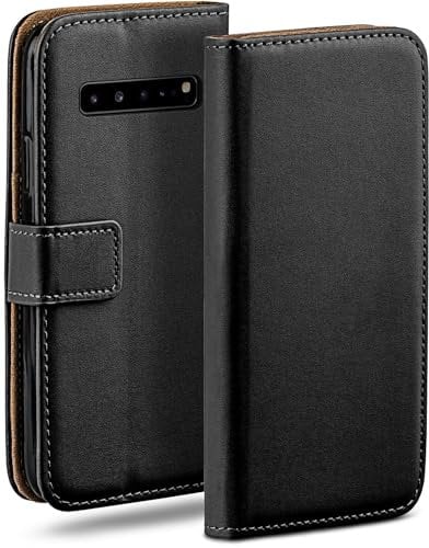 moex Book Case für Samsung Galaxy S10 5G Handyhülle mit Kartenfach, Hülle klappbar 360 Grad Schutzhülle, Klapphülle Flip Case Cover, PU Leder Handytasche Lederhülle, Schwarz