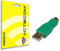 ACTECOM® Adaptador USB Macho a PS2 Hembra, Conversor Adapter, Color Verde