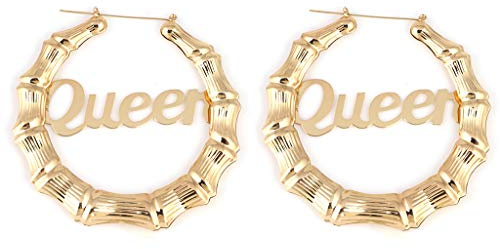 YoungerY Boucles d'oreilles créoles rondes en bambou Doré, doré, Q