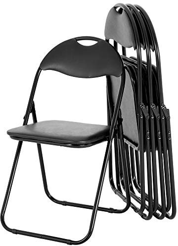 Raburg Klappstuhl 4er-Set, praktisches Gästestuhl-Set zum Klappen, gepolstert, leicht & bequem, Belastbarkeit 100 kg, Metallgestell, für Gäste, Büro, Event & Party, Paul, Schwarz/Schwarz