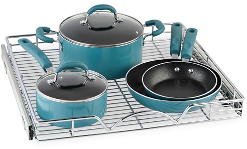 Hold N' Storage Ausziehbare Schubladenschrank-Organizer, robust, 55 Jahre eingeschränkte Garantie, 55 cm B x 53 cm T – benötigt mindestens eine 58 cm Schranköffnung, Chrom-Finish