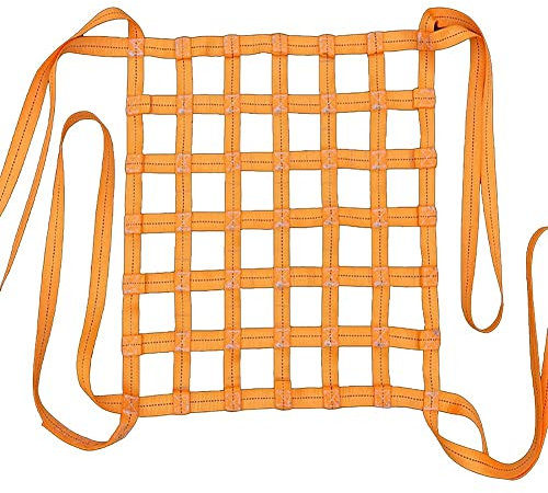 Lifting Sling Net, Nylon Webbing Lifting Cargo Strop Nets, Climbing Net Ladder, 1 Ton Load Capacity Useful for Loading and Unloading Goods, Heavy-duty Lashings (Color : Orange, Size : 3x3m)
