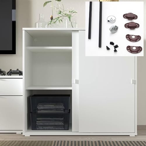 EVOTRADE Système de quincaillerie coulissante pour portes de meubles Junior1 - rail 2 mètres - hauteur maximale 120 cm pour 1 ou 2 portes - fermeture en option (1 porte de fermeture standard, rail