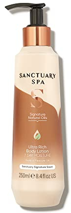 Sanctuary Spa Signature Natural Oils Körperlotion, ohne Mineralöl, tierversuchsfreie und vegane Körperfeuchtigkeitspflege für trockene Haut, 250 ml