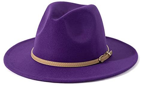 Lisianthus Damen Klassischer Filzhut mit breiter Krempe und Gürtelschnalle, Violett, Medium