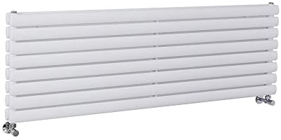 MILANO White Horizontal Double Oval Panel Radiator 472 x 1400mm | Steel Construction. Generous Heat Output. Contemporary Style. Double Panel Design. Central Heating Operation.