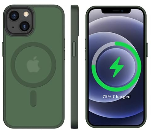 tigratigro Cover Magnetica per iPhone 12, Compatibile con MagSafe, Custodia Traslucida Opaca Posteriore Sottile Antiurto Protettiva Case, Protezione Antiurto di Grado Militare, Verde Alpino