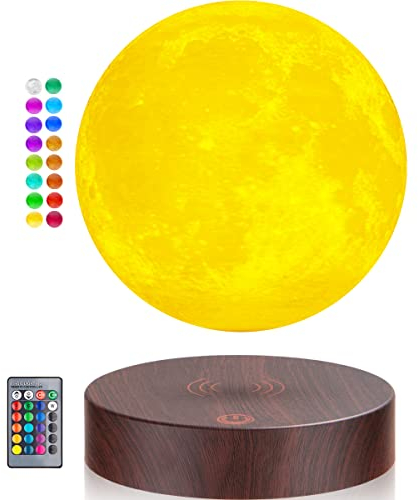 Schwebende Mondlampe, magnetisch schwebendes LED-Mondlicht, rotierende 3D-Mondlampen, rotierende Nachtlichter, kreative Geschenke für Freunde, Raumdekoration, Büro-Schreibtisch-Spielzeug (16 Farben)