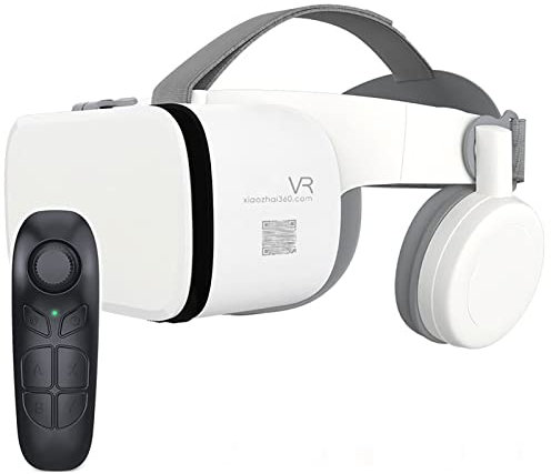 Auriculares Realidad Virtual 3D VR con Control Remoto, Visor Estéreo VR para Películas Y Juegos IMAX Gafas VR Inalámbricas Bluetooth Compatibles con iPhone iOS/Android 4.7-6.3 ( Color : White , Size