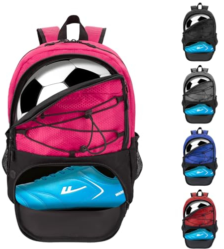 DAFISKY Jugend-Fußball-Rucksack – Fußballtasche mit Schuhen und Ballfach, Sportausrüstungstaschen für Fußball, Volleyball, Basketball