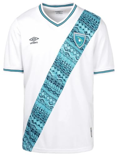 UMBRO Fußballtrikot für Herren, 23/24 EL Guatemala Nationalmannschaft, Weiß, Himmelblau, Klein
