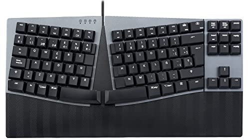 Perixx PERIBOARD-335BL Teclado ergonómico mecánico con Cable - Tenkeyless - Teclas Clicky Azules de Perfil bajo - Macro programables - Windows y Mac OS X - Layout QWERTY Español