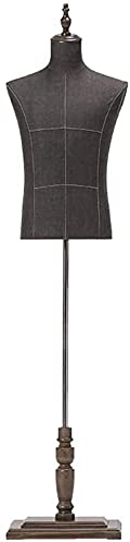 Tonpop Schneiderpuppe, Schaufensterpuppen, männlicher Schaufensterpuppen-Torsokörper mit Holzständer, verstellbare Kleiderform, Schneiderpuppe für Herren-Jersey-T-Shirt-Anzüge,