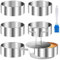 QIQN Dessertringe Set Speiseringe Edelstahl 8cm Tortenring Klein Dessertring Speisering mit Stampfer Heber mit Silikonbürste für Desserts Kuchen DIY 8 Stück