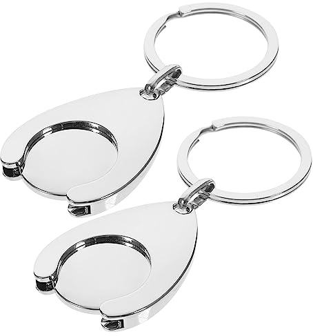 BESPORTBLE Metal Wheelbarrow Trolley Token Keychain, Supermarket Shopping Cart Metal Key Ring, Trolley Token Coin Keychain Pendant Decorations 2Pcs