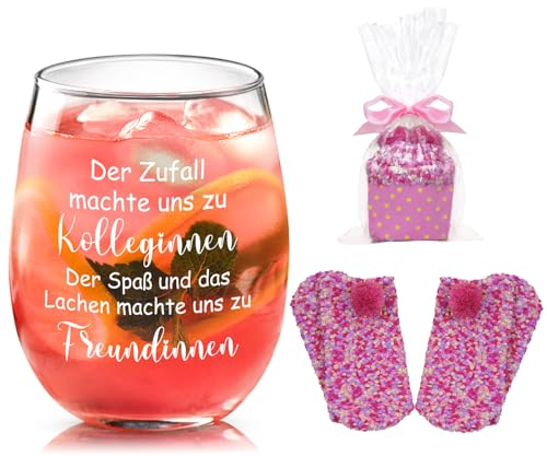 Joymaking Weinglas mit Schönen Socken Abschiedsgeschenk für Kollegen, Abschiedsgeschenk Kollegin Freundin, Lieblingskollegin Geschenk, Neuer Job Geschenke, Dankeschön Geschenke zum Jobwechsel 520ml