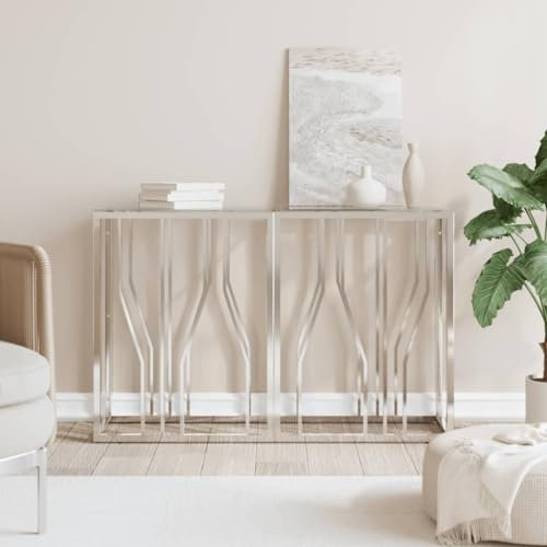 ZEYUAN Konsolentisch 110x30x70 cm Edelstahl und Glas, Beistelltisch, Flur Möbel, Sideboard Wohnzimmer, Couchtisch, Regal Wohnzimmer, Wohnzimmer Tisch 350025