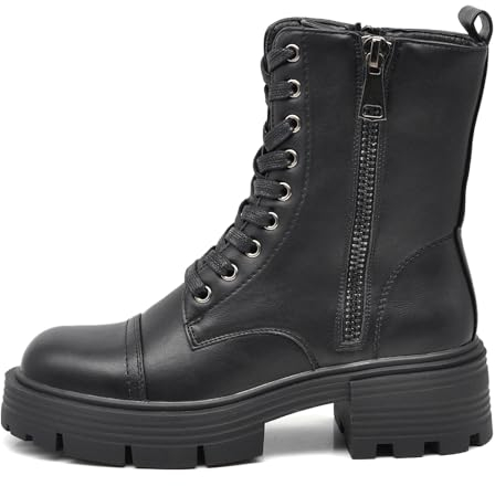 IF FASHION Stivali Stivaletti Anfibi Combat boots Scarpe da Donna Con Platform Zip Cerniera 6646 nero N.39