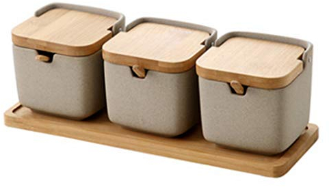 ROLTIN-Tarro de condimentos Creativo de cerámica, Botella de condimento con Tapa, Caja de condimento Simple, salero Rojo de Red, Juego de Tres Piezas