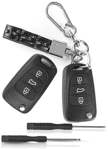NETONDA 2 Stück Schlüsselhülle 3-Tasten Autoschlüssel Auto Schlüsselgehäuse Hülle für Hyundai i10 i20 i30 ix20 ix35 und Kia Ceed Soul Sportage Venga, Fernbedienung Gehäuse Autoschlüssel