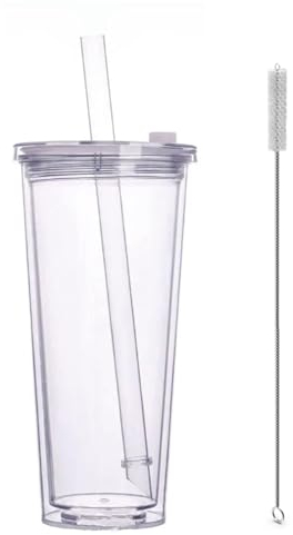 Reusuable Bubble Tea Cup with Straw & Straw Cleaner| 20oz Tumbler | Travel Tumbler | Leakproof | Sealable Lid Tumbler | Tapioca | Iced Coffee | Milkshakes & Smoothies | Official Cookie Moon