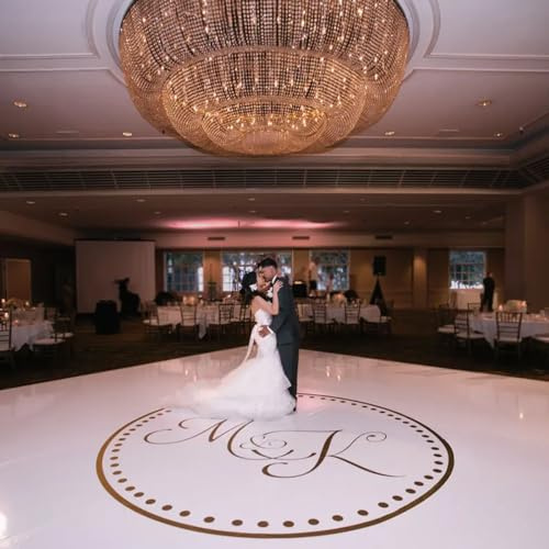 Piste De Danse Personnalisée Avec Nom, Mariage, Autocollant En Vinyle Monogramme Circulaire Amovible For Papier Peint En Rouleau De Décoration Mariage Personnalisé(17)