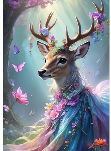 RICUVED Elch Diamond Painting Erwachsene, 5D Tiere Diamant Painting Bilder Erwachsene, DIY Diamond Painting Bilder Elch Diamant Malerei Set für Wanddekoration 30x40cm