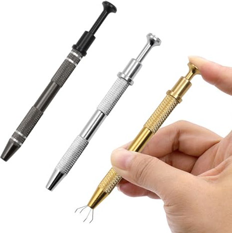 3 Stück Piercing Kugel Zange, Schmuck Pinzette mit 4 Klauen Prong Pick up Werkzeug Piercing Ball Grabber für Diamant Kugel Aufdreher, Praktisches Zubehör [B]