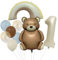 DazzJoy Bär Geburtstagsdeko 1 Jahr Junge, Bären Luftballon Deko 1. Geburtstag Junge Mädchen, Bär Ballon 1 Geburtstag Junge, 1 Jahr Geburtstage Junge, Deko Kindergeburtstag 1 Jahre Jungen