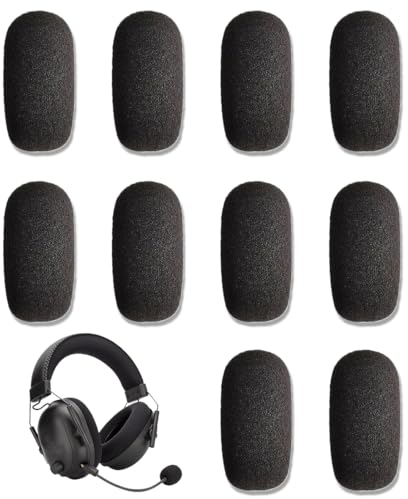 QEQSHQO 10 pièces Mousse Micro Casque,Bonette Microphone,Taille Mini,pour La Salle de Classe,La Salle de Conférence,Les Interviews d'Actualités,Activités de Plein Air (Mini) (Noir)