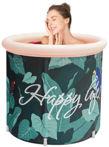 Eisbaden Tonne Outdoor Faltbare Badewanne Erwachsene 65cm Breit Aufblasbare Badewanne mit Abfluss, Wasserhahn, Ideal für Heißes Bad, Eisbad
