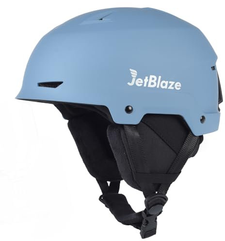 JetBlaze Skihelm Herren Damen Unisex Ski Helm Schneesporthelm mit Belüftungsöffnungen ABS Schale EPS Kern für Skifahren Snowboard Schneehelm für Erwachsene Jugend Blue Size L