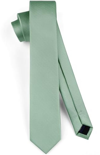 HISDERN Dunkelgrüne Krawatte schmale Krawatten für Herren einfarbige klassische formelle für Hochzeiten Partys und Business (6 cm)