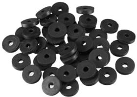 TOP-VIGOR 50Pcs Rubber Flat Washers, 13.8mm OD 4mm ID 3mm Thickness Heavy Duty Black Rubber Grommet Vibration Damping Pads Sealing Gasket Washers for Faucet Pipe Water Hose Fastener Bolt