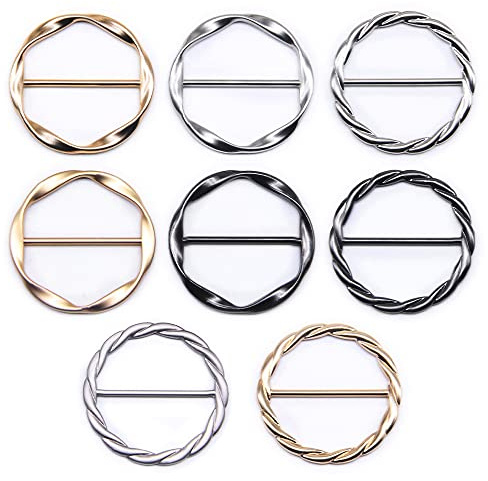 Jamsinmu 8 Stück T Shirt Clips Schal Ring Clip Runder Schnalle Gürtelschnalle mit verschiedenen Farben