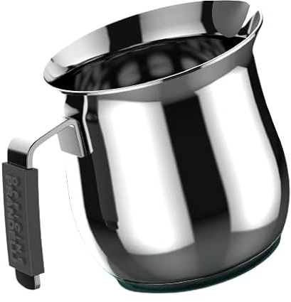 Lattiera Tazze 8, Linea Dolcevita, 700 ML, Acciaio Inox 18/10 ad induzione con manico in silicone antiscotto, Officine Prandelli