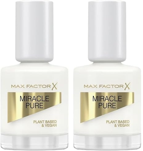 Max Factor Miracle Pure Nail Colour, Fb. 155 Coconut Milk, veganer Nagellack, lang anhaltend, schnell trocknend, 12 ml (Packung mit 2)