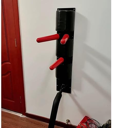 Wing Chun Kung-Fu-Trainingsgerät aus Holz, Wandhalterung, Flügelchun-Attrappe, für Karate, Kampfsport, Kicken, Treten (rot/braune Holzstäbchen, zufällig)
