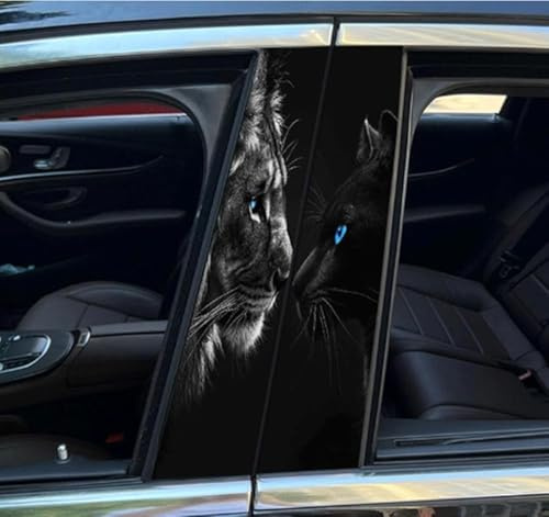 WANAHTON 2 Stück Wolf Lions Rose Tiger b säulen Aufkleber, HD Vinyl-Aufkleber, der zerkratztes Auto abdeckt, DIY-Autotür-Säulen-Aufkleber langlebiges Autozubehör (Farbe 7)