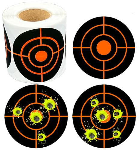 250 Pcs Shooting Target Stickers, 3 Splatter Targets, Circular Self Adhesive Splatter Targets, Yellow Instantly Visible, Suitable for Pellet Gun, Rifle, Airsoft Shooting Practice