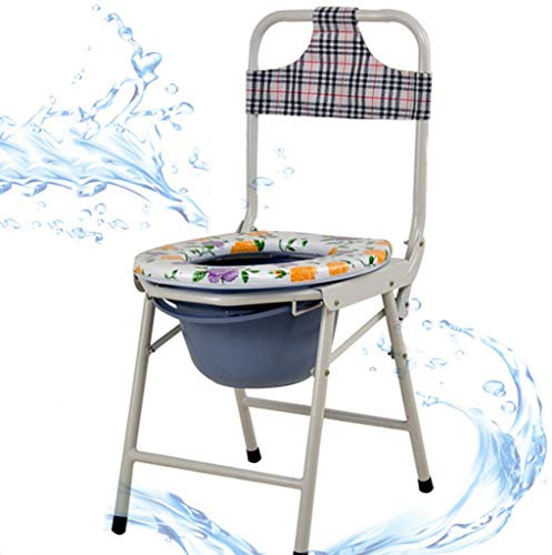 Duschstuhl, Toilettenbadewanne, tragbar, für über der Toilette und am Bett, Toilettenstuhl, mit leicht abnehmbarem Topf von Oben, Deluxe-Klapp-Leichtgewicht