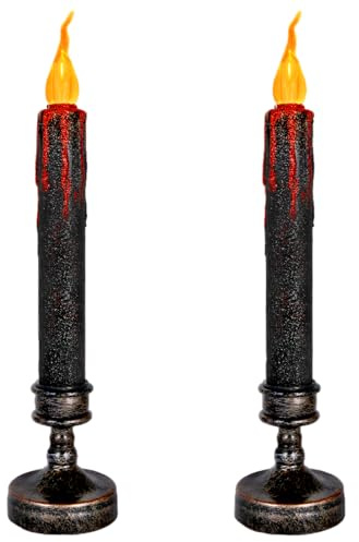 DIELIANHUA 2 PCS Halloween Kerzen LED, 11,61 Zoll Blutende Kerzen Halloween, Halloweens Deko LED Kerzens, Blutende Kerzens, Perfekt für Halloweens Partys, Kostümpartys und Gruselige Hausdekoration