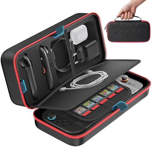 OIVO Funda Switch 2 para Nintendo Switch OLED/Original, Bolsa Switch para Joy-con 2 y Consola, Estuche Protectora de Transporte para Switch 2 para 26 Ranuras de Juego y Accesorios - Rojo