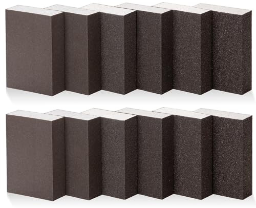Songella Spugne Abrasive Blocco Grana 60 80 100 120 180 220 Di Levigatura Lavabile 12 Pezzi Per Legno Metallo